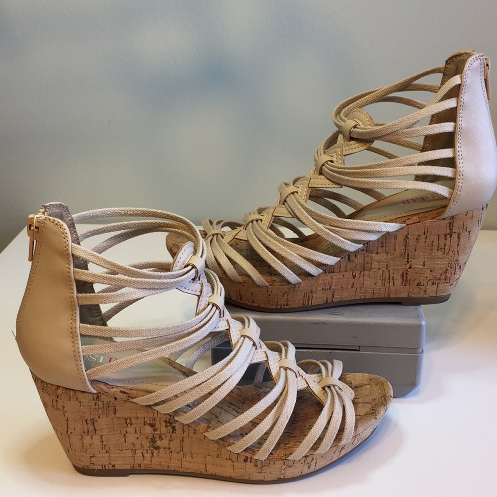 JustFab Cork Wedge Sandals “Loganne”